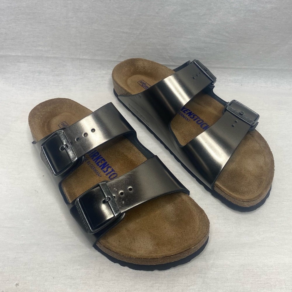 birkenstock womens 37 Narrow Metallic Ariozona Gray.